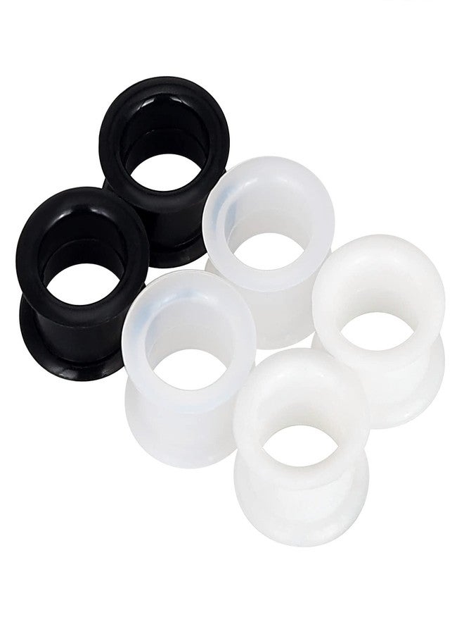 Qmcandy 3 Pairs Black White Clear Thick Silicone Tunnels Flexible Ear Skin Gauges for Ear 25mm - Image 1